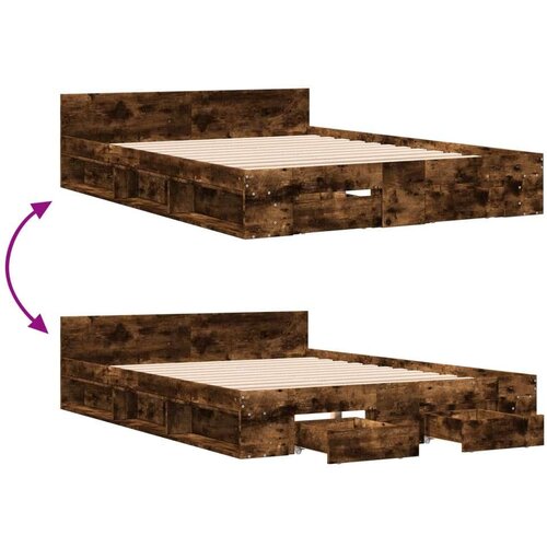 VidaXL Okvir kreveta s ladicama boja hrasta 160 x 200 cm drveni Slike