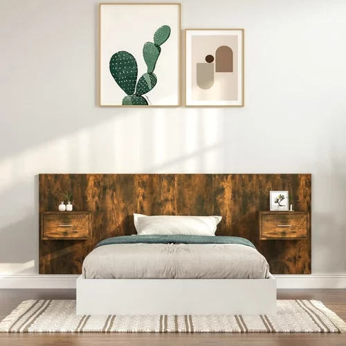  Uzglavlje za krevet s ormarićima boja hrasta konstruirano drvo