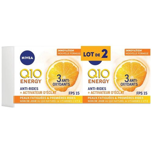 Nivea dnevna krema visage Q10 energy anti-wrinkle spf 15, 2x50ml Cene