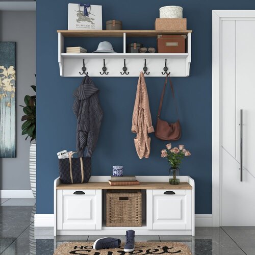 Woody Fashion čiviluk P2 - 1636 - walnut whitewalnut hall stand Cene
