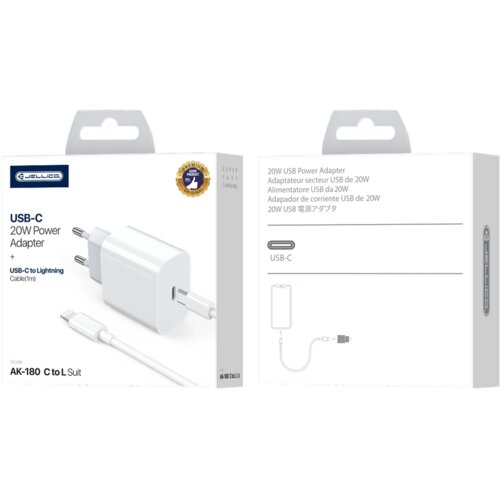 Jellico POLNILEC 20W PD ZA APPLE IPHONE 13 14 15 Z USB-C LIGHTNING KABLOM, (5000337805) Cene