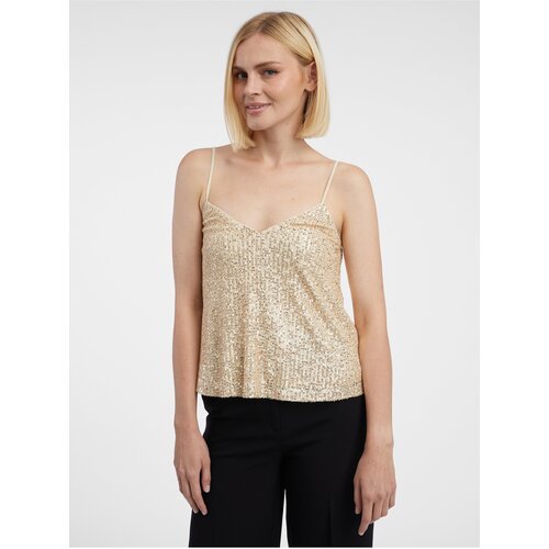 Orsay Women's Tank Top with Sequins in Gold - Women's Cene