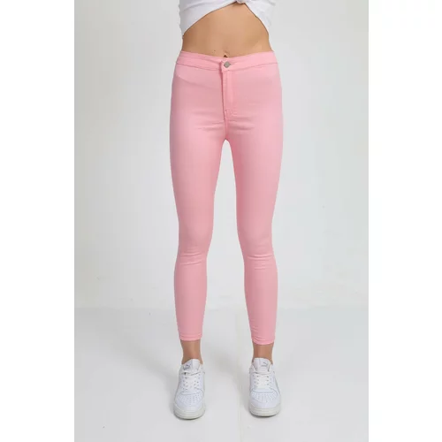 BİKELİFEJNS Women's Pink High Waist Lycra Leggings Pants