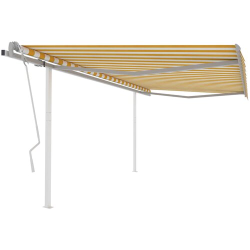 VidaXL Tenda na ručno uvlačenje sa stupovima 4 5 x 3 5 m žuto-bijela Slike