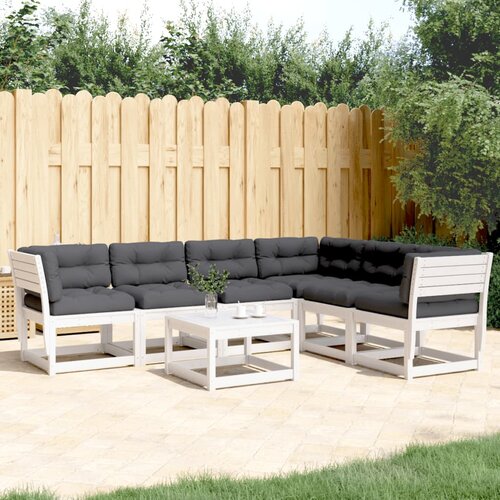 vidaXL 6-dijelni set vrtnih sofa s jastucima bijeli masivna borovina Cene