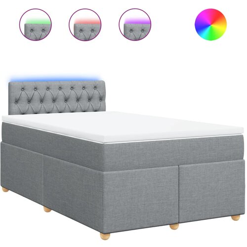 vidaXL Box spring postelja z vzmetnico svetlo siva 120x200 cm blago, (21273412) Cene