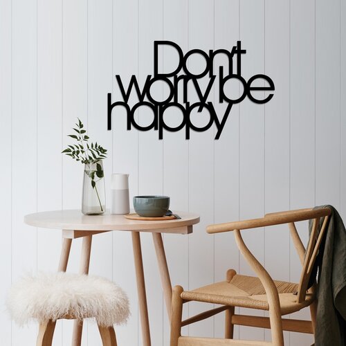 Atelier Del Sofa zidna dekoracija Dont Worry Be Happy, 50x30 cm, 1.5 mm, Crna Slike