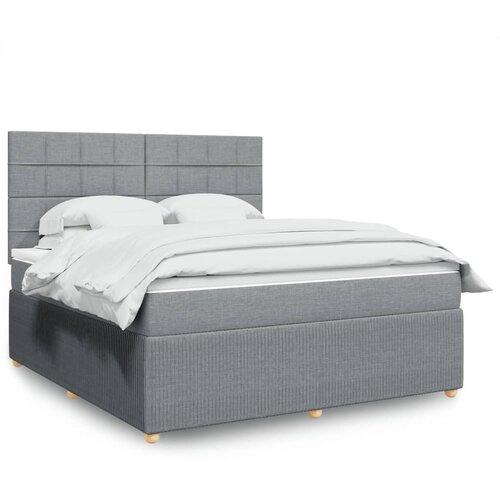 vidaXL Box spring postelja z vzmetnico svetlo siva 180x200 cm blago Cene