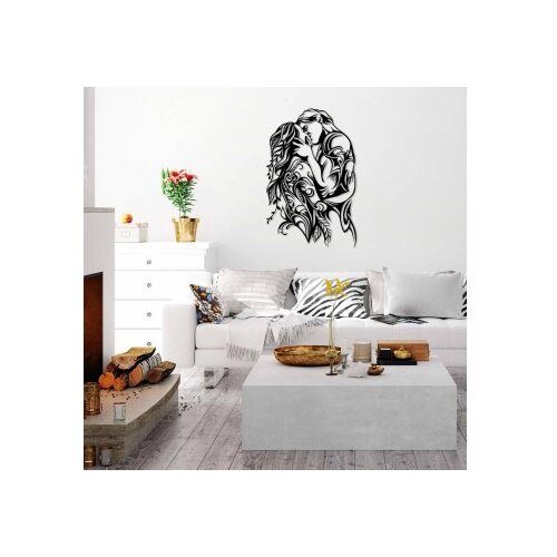 Wallxpert Zidna dekoracija Kiss-Black, 78x50cm, Crna Slike