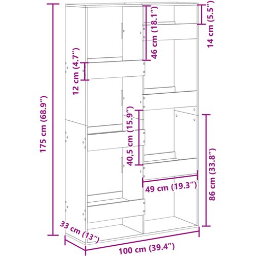  Regal za knjige boja betona 100x33x175 cm konstruirano drvo Slike