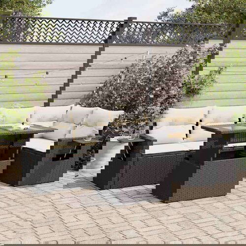 vidaXL 6-dijelni set vrtnih sofa s jastucima crni od poliratana Cijene