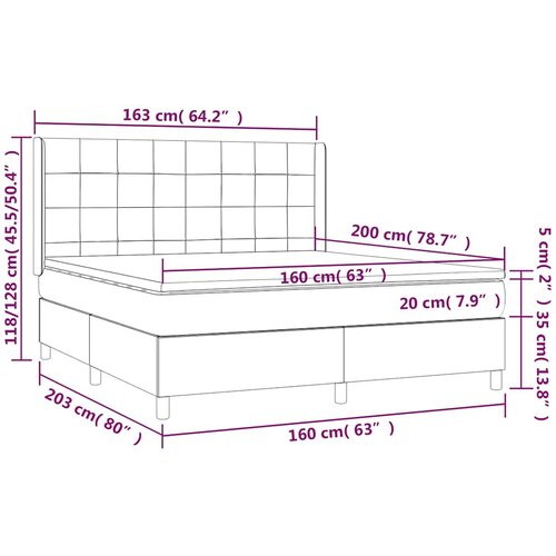  Krevet s oprugama i madracem krem 160x200 cm od tkanine Slike