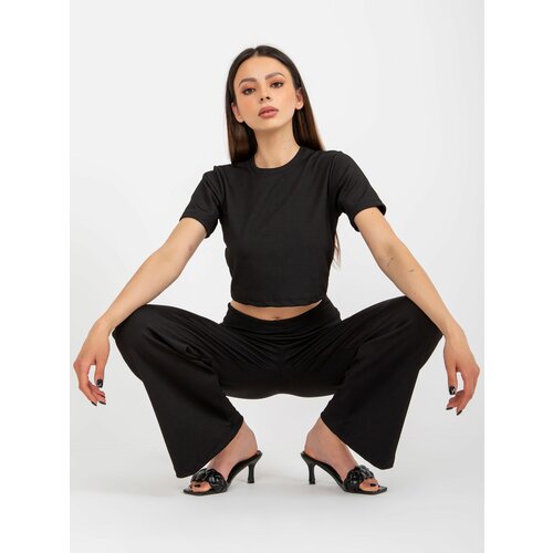 Fashion Hunters Black two-piece casual set with trousers Slike