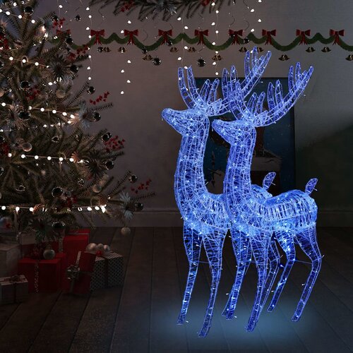 vidaXL XXL severni jelen iz akrila 250 LED 2 kosa 180 cm moder Cene