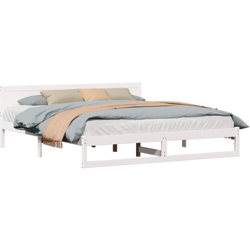  Krevetna konstrukcija Bijelo 200 x 200 cm Čvrsto borovo drvo Bijela 205.5 x 205.5 x 70 cm Slike