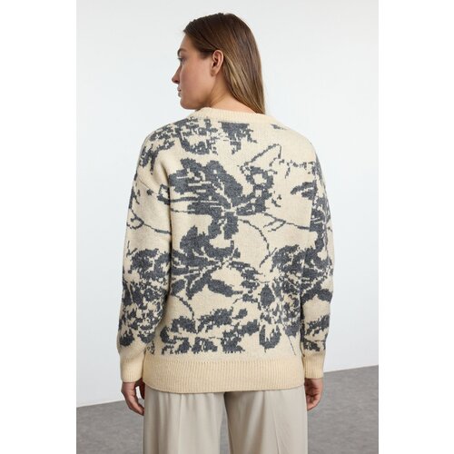 Trendyol Stone Soft Texture Floral Knit Sweater Cene
