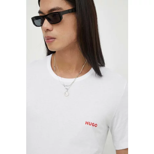 Hugo Bombažna kratka majica 3-pack moški, bela barva