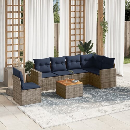 vidaXL 7-dijelni set vrtnih sofa od poliratana s jastucima sivi Cene