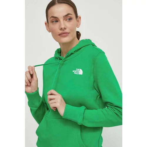 The North Face Bombažen pulover ženska, zelena barva, s kapuco, NF0A7X2TPO81