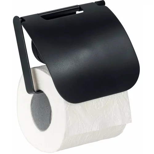 Wenko Črno stensko držalo za toaletni papir Static-Loc® Plus