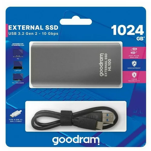Goodram Zunanji SSD disk SSD USB HL100 1TB + kabel TypeC SSDPR-HL100-01T