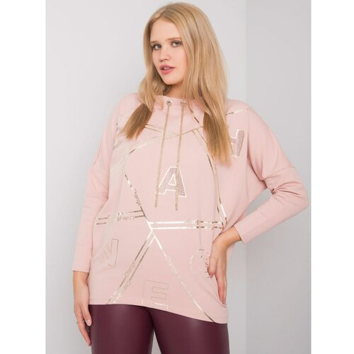 Fashion Hunters Dusty pink plus size blouse with a print and an appliqué Slike