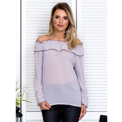 Fashion Hunters Spanish gray chiffon blouse Slike