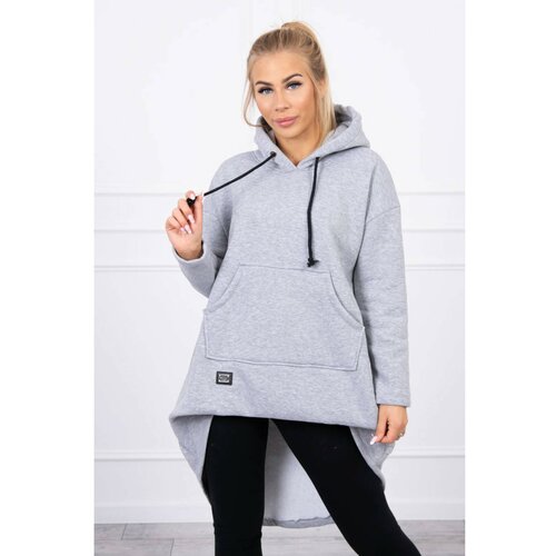Kesi Padded sweatshirt with long back and hood gray Slike