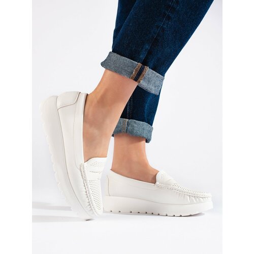 GOODIN White openwork loafers on a platform Slike