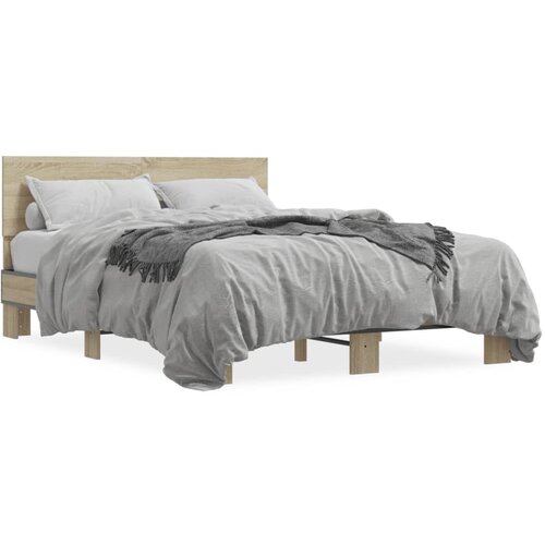 vidaXL Okvir kreveta boja hrasta 120x200 cm konstruirano drvo i metal Cijene