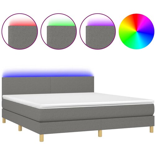  box spring s madracem LED tamnosivi 180x200 cm tkanina Slike