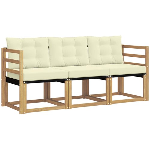 vidaXL Zunanja garnitura za sedenje z blazino 3 pcs Bela in krem, (5000282276) Cene