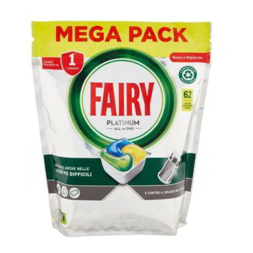 Fairy kapsule za mašinsko pranje posuđa all in 1 lemon platinum 62/1 Cene