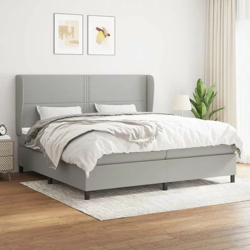  Box spring postelja z vzmetnico svetlo siva 200x200 cm blago, (20725592)