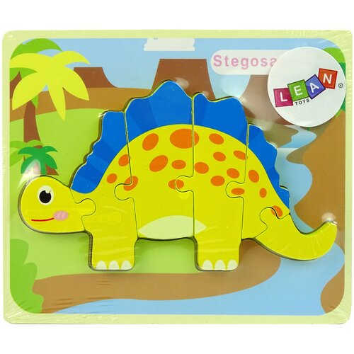  Wooden Puzzle Dinosaur Stegosaurus Yellow Slike
