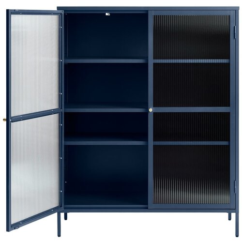 Unique Furniture Modra kovinska vitrina Unique Furniture Bronco, vi&amp;scaron;ina 140 cm Slike