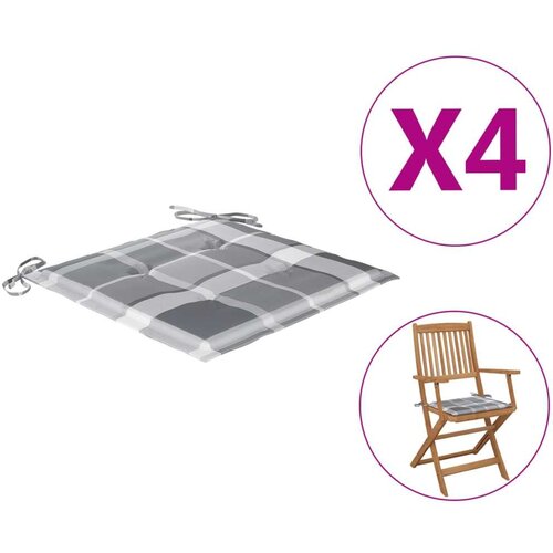 vidaXL Jastuci za vrtne stolice 4 kom sivi karirani 40x40x3 cm tkanina Cijene