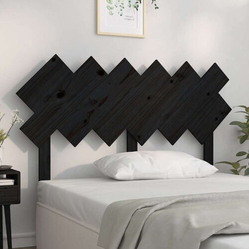 VidaXL uzglavlje za krevet crno 132x3x81 cm od masivne borovine Slike