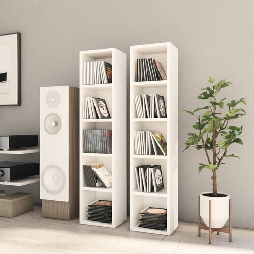 VidaXL Ormarići za CD-ove 2 kom bijeli 21 x 16 x 93,5 cm od iverice Slike