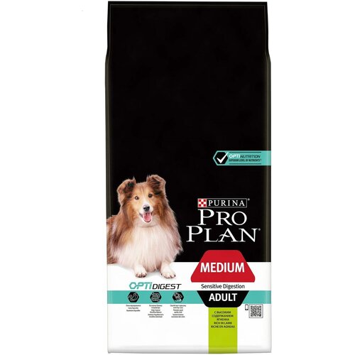 Pro Plan Medium, Sensitive Digestion, OptiDigest, bogato janjetinom, 14 kg Slike