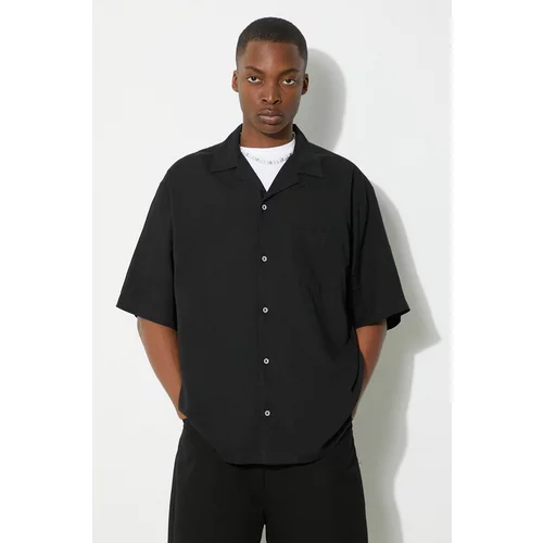 Vans Košulja Premium Standards Camp Collar Woven LX za muškarce, boja: crna, relaxed, VN000GVXBLK1