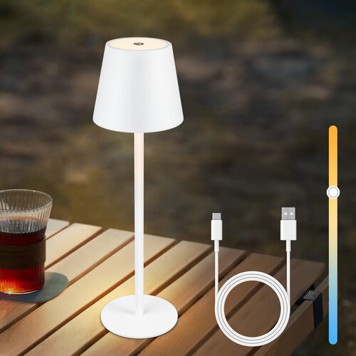 Nettlife Lampe de chevet sans fil, LED 2600mAh, lampe de table ext&eacute;rieur rechargeable, tactile, blanche, avec prise USB, (22141556) Cene