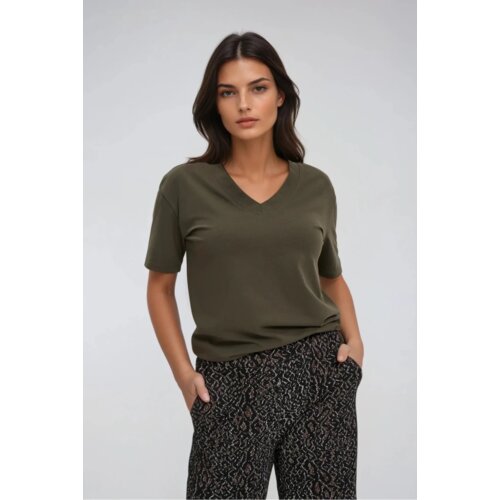 Marisse Olive V-Neck T-Shirt Cene