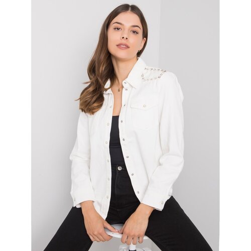 Fashion Hunters White denim t-shirt with studs Slike