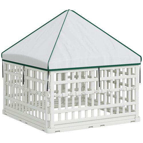  4-panelni ogradni igrali&amp;scaron;te za pse s krovom 88 x 58 cm Plastika Slike
