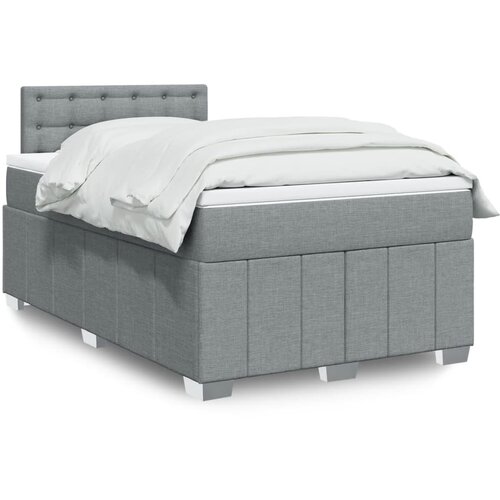 vidaXL Boxspring postelja z vzmetnico svetlo siva 120x190 cm blago Cene