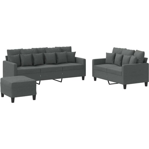  3-dijelni set sofa s jastucima tamnosivi od tkanine Slike
