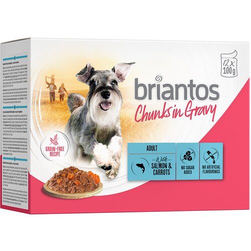 briantos Ekonomično pakiranje Chunks in Gravy 48 x 100 g - Losos i mrkva Cijene