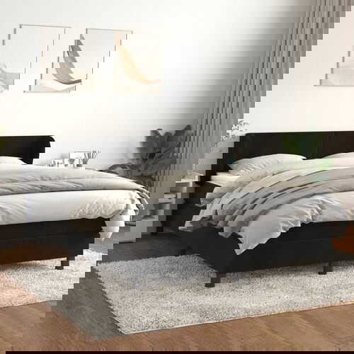 VidaXL Box spring postelja z vzmetnico črna 140x200 cm žamet Slike