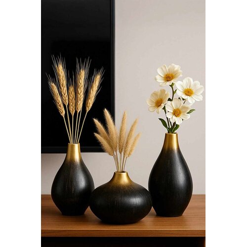 Aberto Design Set dekorativnih posuda, 3 komada, Crni Slike